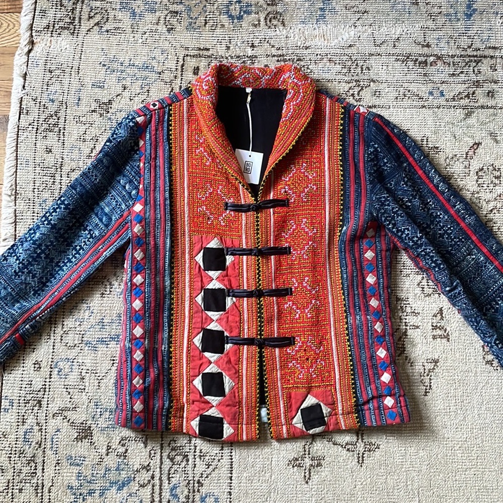 Incredible Vintage Boho Jacket Colorful Small